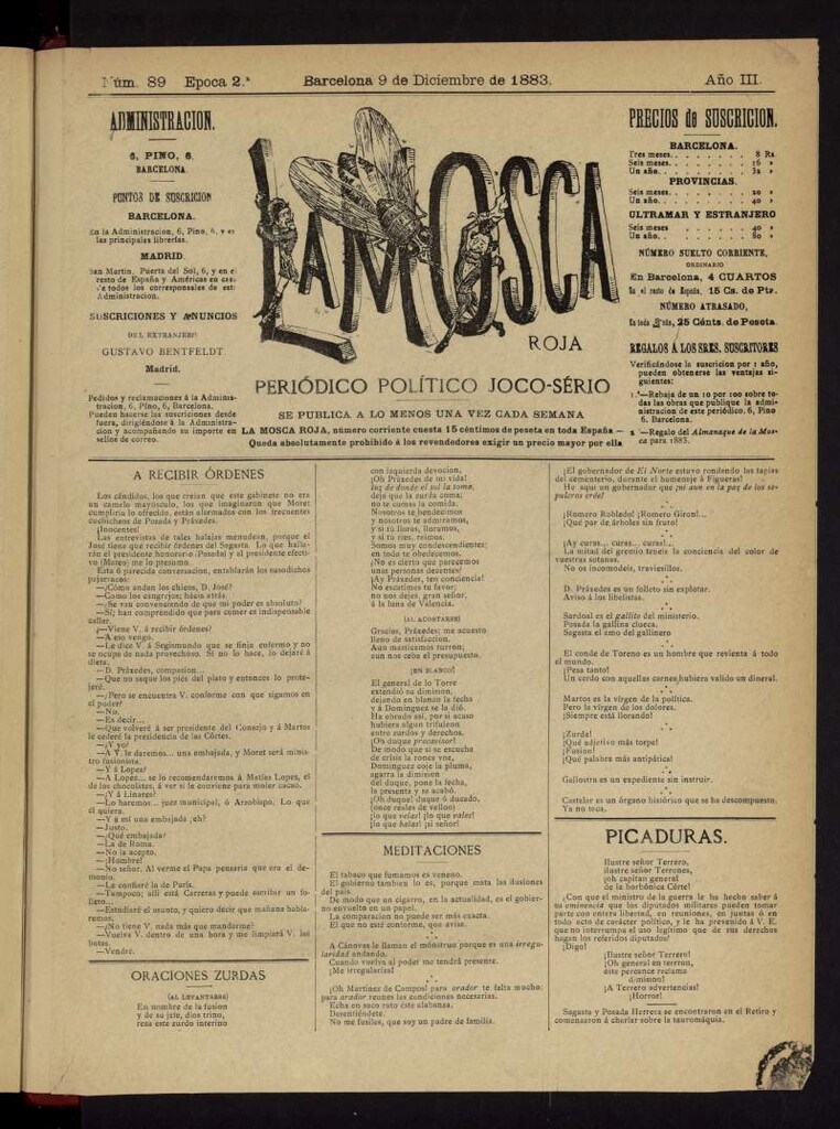 Miniatura de La Mosca Roja del 9 de diciembre de 1883, nº 89
