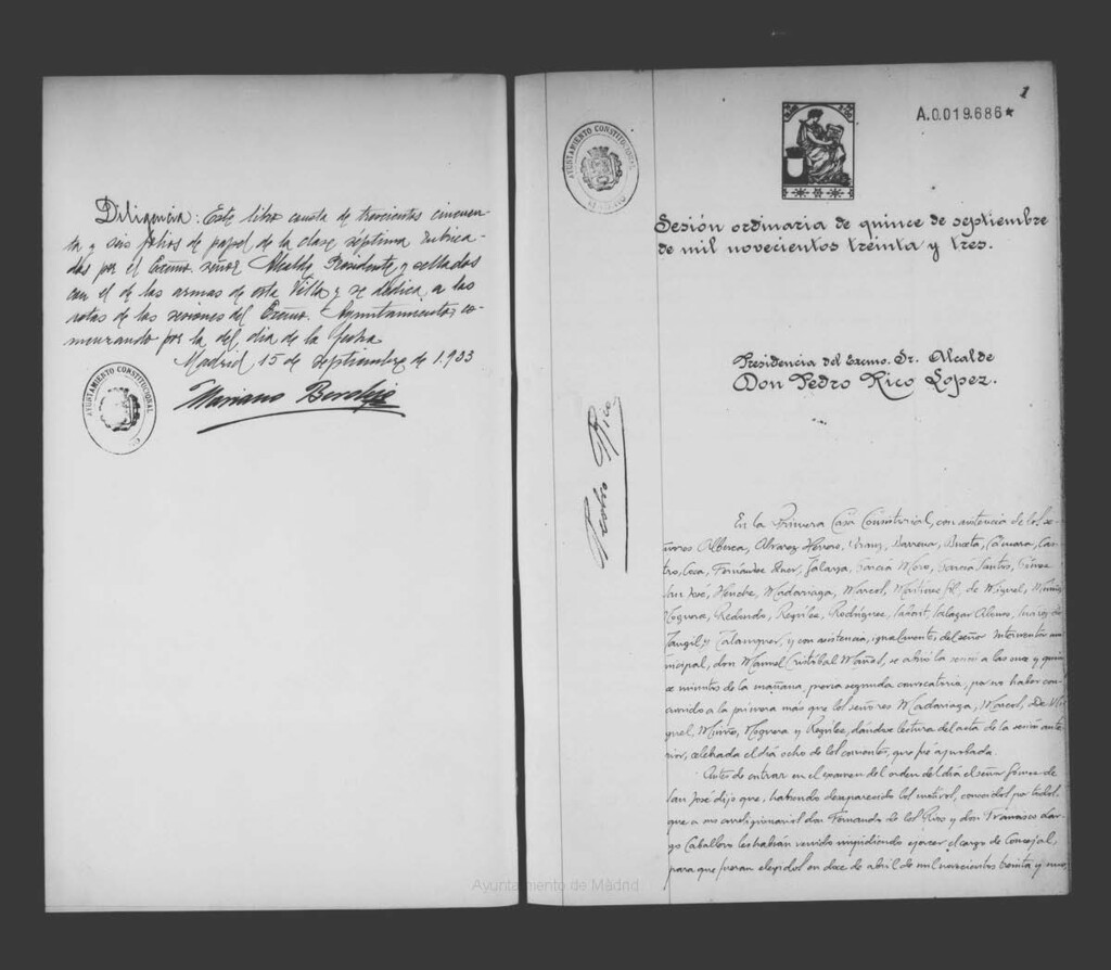 Miniatura de Actas de acuerdos del Ayuntamiento. Tomo 706 del año 1933 (15 septiembre a 20 octubre)