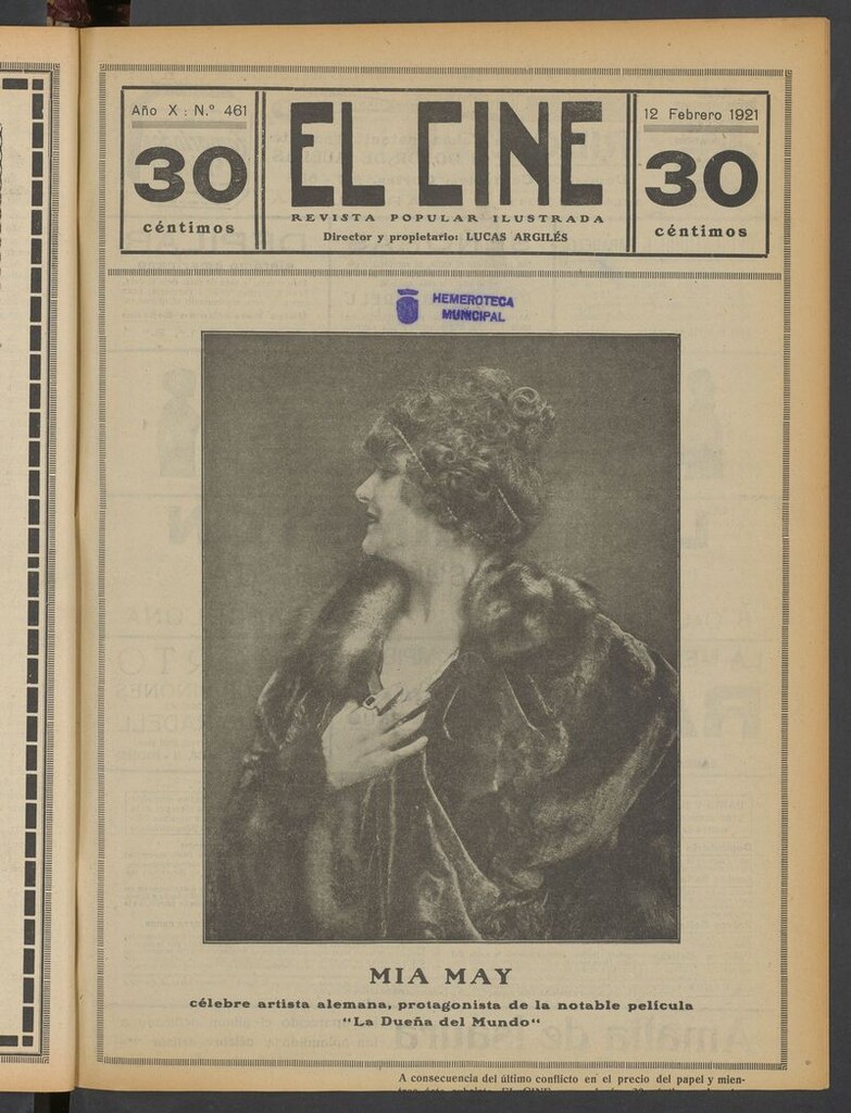 Miniatura de El Cine : revista popular ilustrada del 12 de febrero de 1921