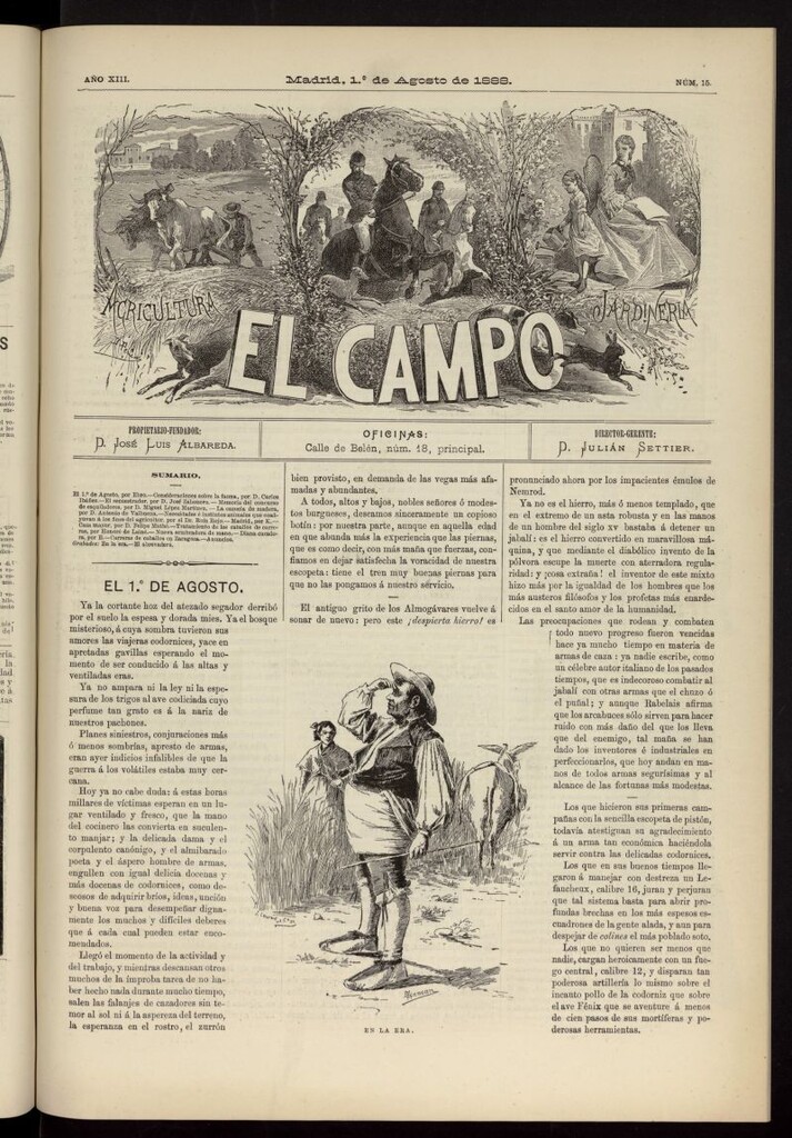 Miniatura de El Campo : agricultura, jardinería y sport del 1 de agosto de 1888, nº 15