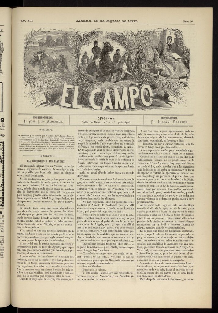 Miniatura de El Campo : agricultura, jardinería y sport del 16 de agosto de 1888, nº 16