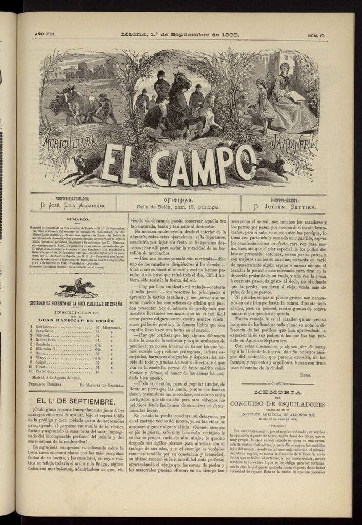 Miniatura de El Campo : agricultura, jardinería y sport del 1 de septiembre de 1888, nº 17