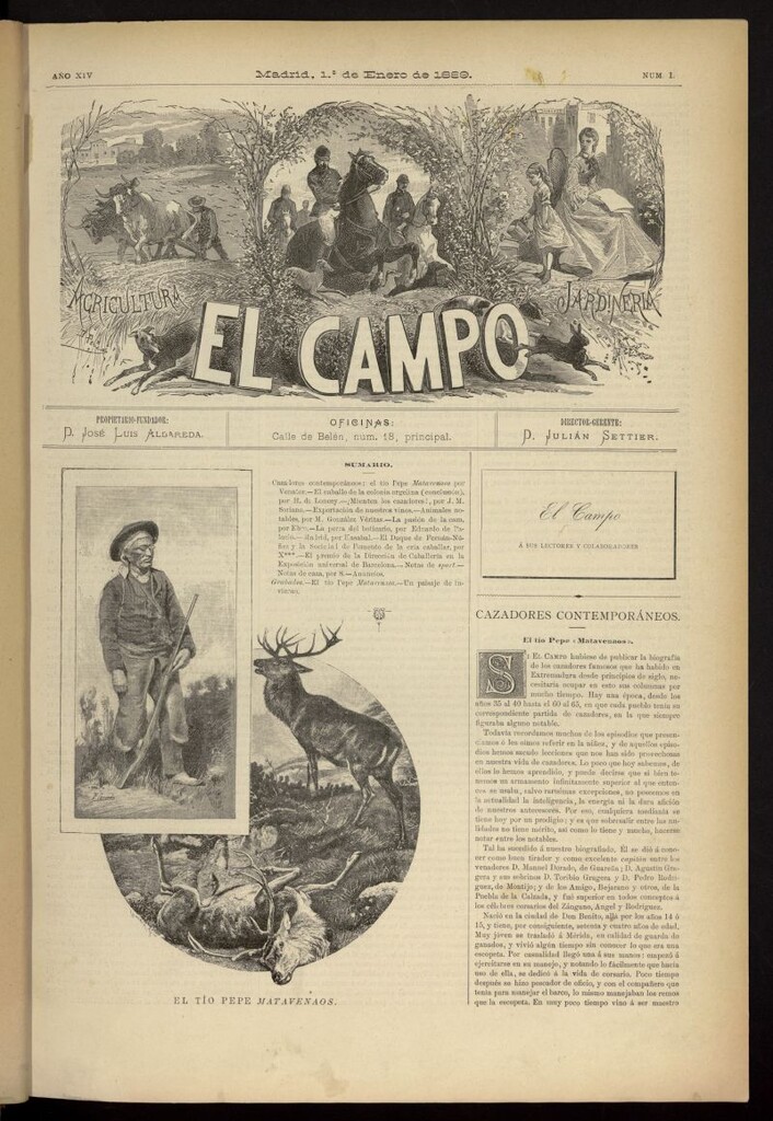 Miniatura de El Campo : agricultura, jardinería y sport del 1 de enero de 1889, nº 1