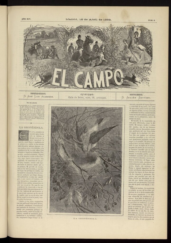 Miniatura de El Campo : agricultura, jardinería y sport del 16 de abril de 1889, nº 8