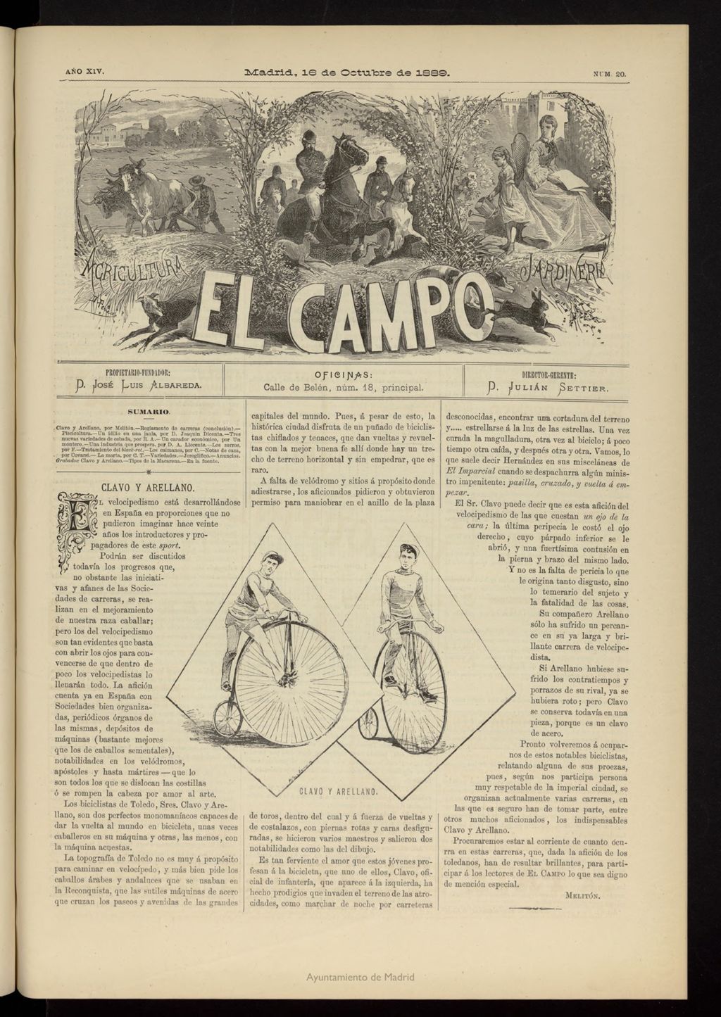 Miniatura de El Campo : agricultura, jardinería y sport del 16 de octubre de 1889, nº 20