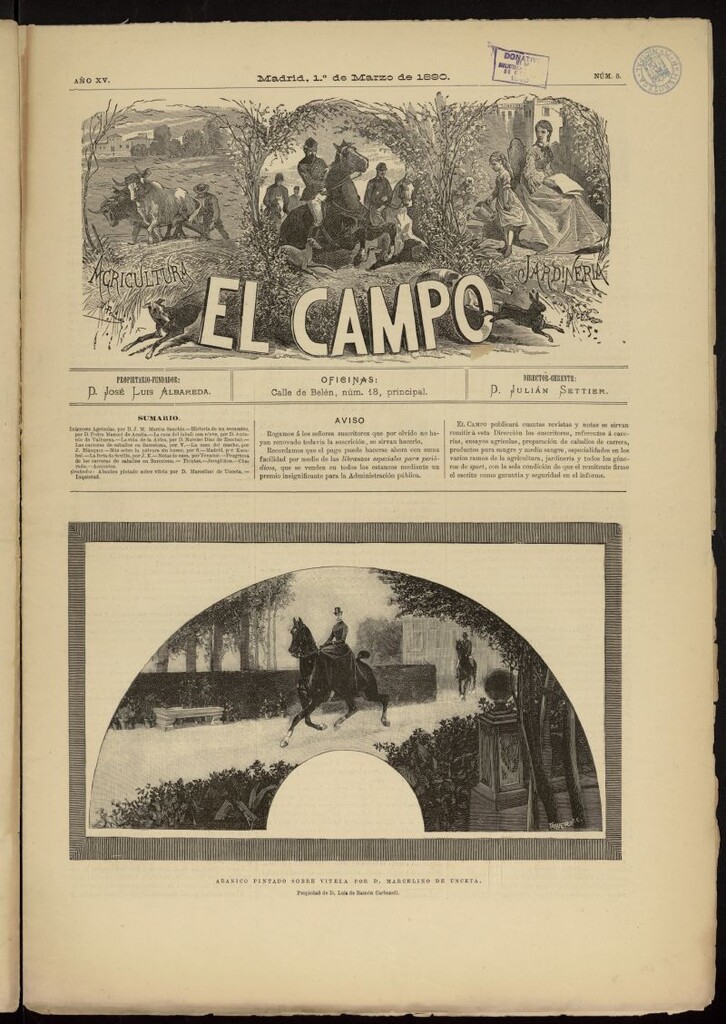 Miniatura de El Campo : agricultura, jardinería y sport del 1 de marzo de 1890, nº 5
