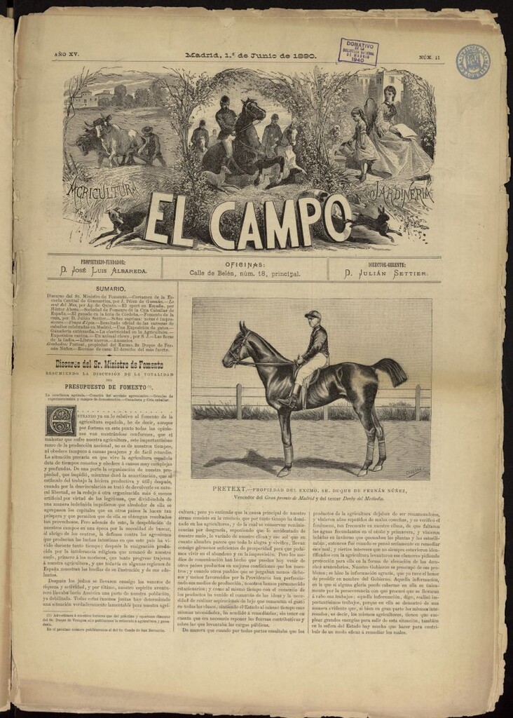 Miniatura de El Campo : agricultura, jardinería y sport del 1 de junio de 1890, nº 11