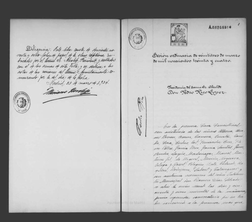 Miniatura de Actas de acuerdos del Ayuntamiento. Tomo 712 del año 1934 (23 marzo a 13 abril)