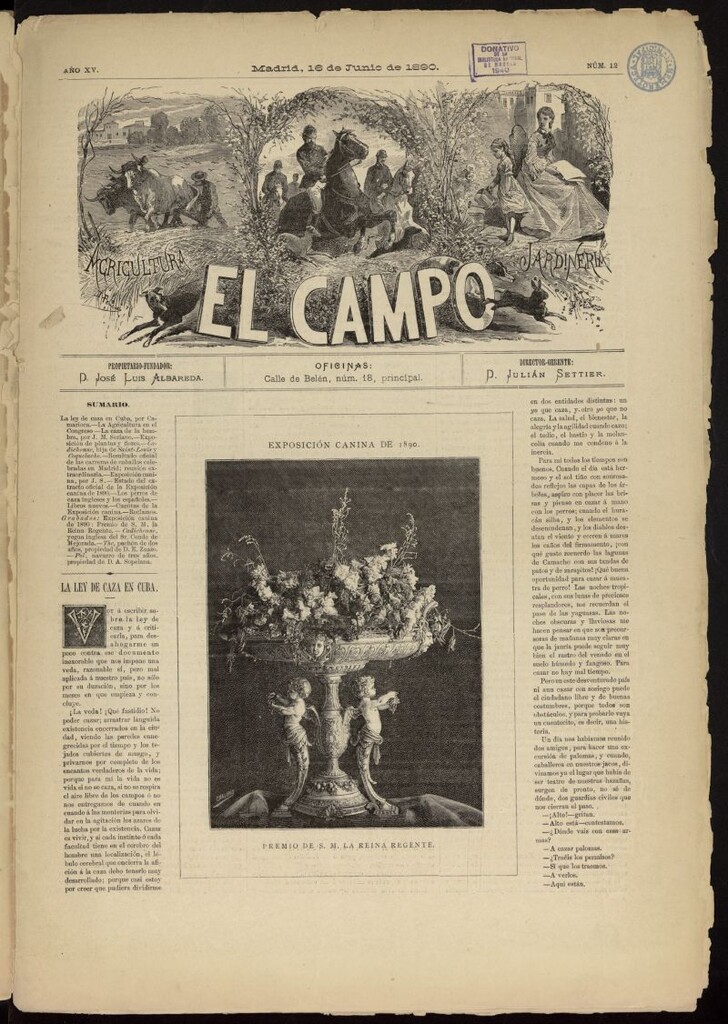 Miniatura de El Campo : agricultura, jardinería y sport del 16 de junio de 1890, nº 12