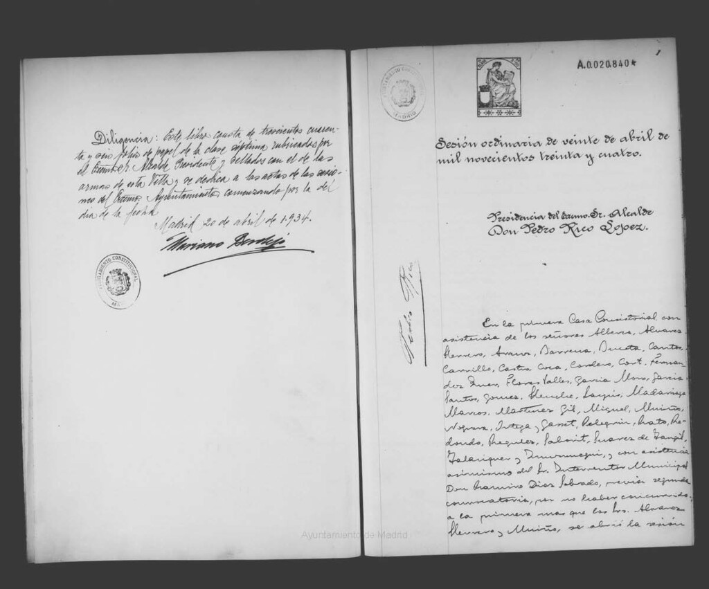 Miniatura de Actas de acuerdos del Ayuntamiento. Tomo 713 del año 1934 (20 abril a 18 mayo)