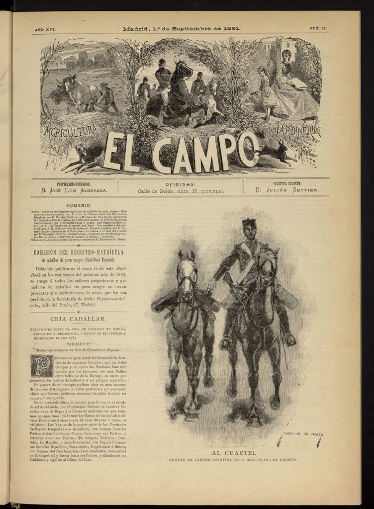 Miniatura de El Campo : agricultura, jardinería y sport del 1 de septiembre de 1891, nº 17
