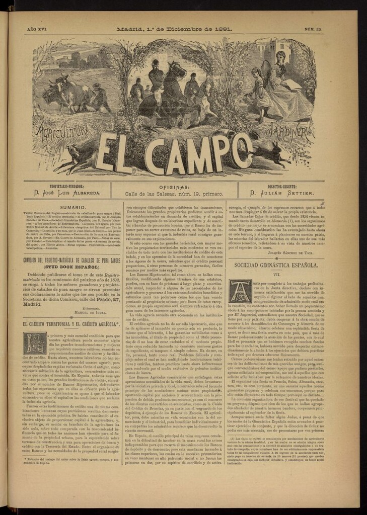 Miniatura de El Campo : agricultura, jardinería y sport del 1 de diciembre de 1891, nº 23
