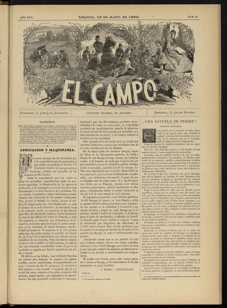 Miniatura de El Campo : agricultura, jardinería y sport del 16 de abril de 1892, nº 8