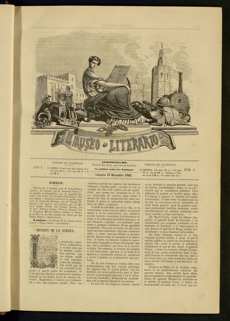 Miniatura de El Museo Literario : periódico semanal de ciencias, literatura, artes, industria y conocimientos útiles del 13 de diciembre de 1863, nº 3