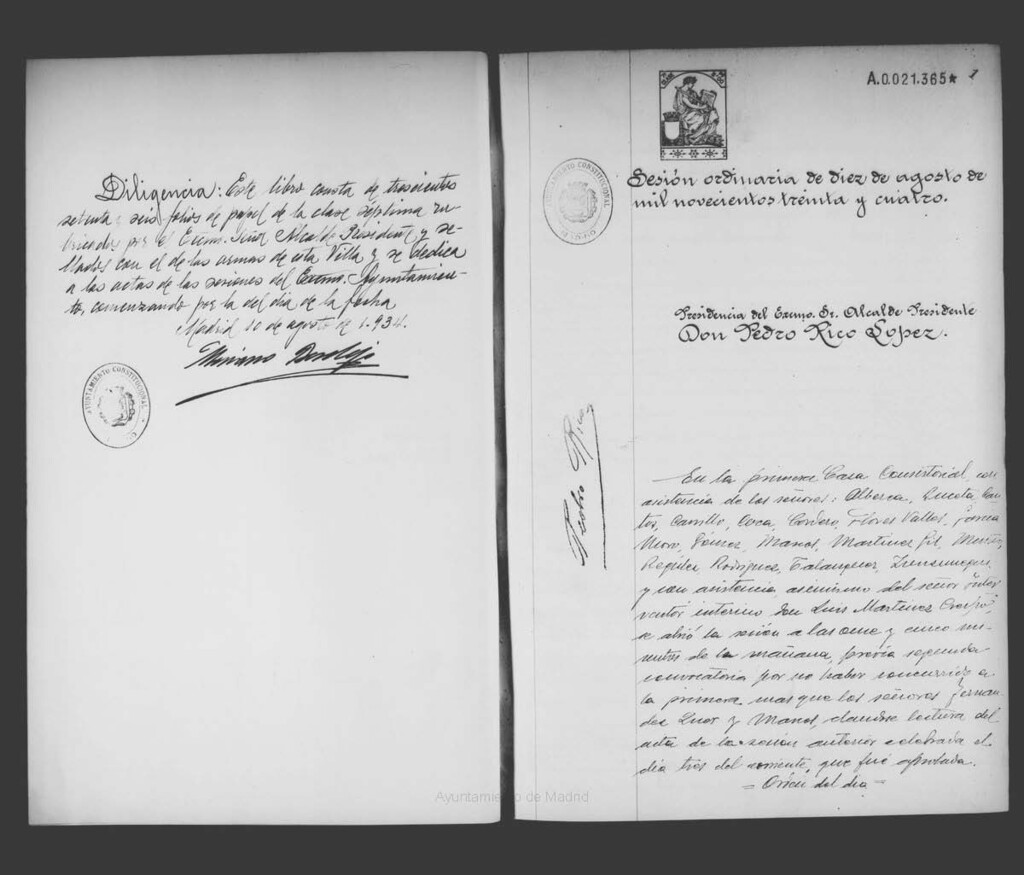 Miniatura de Actas de acuerdos del Ayuntamiento. Tomo 716 del año 1934 (10 agosto a 7 octubre)