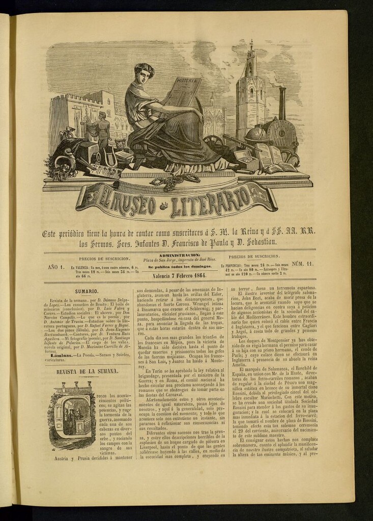 Miniatura de El Museo Literario : periódico semanal de ciencias, literatura, artes, industria y conocimientos útiles del 7 de febrero de 1864, nº 11