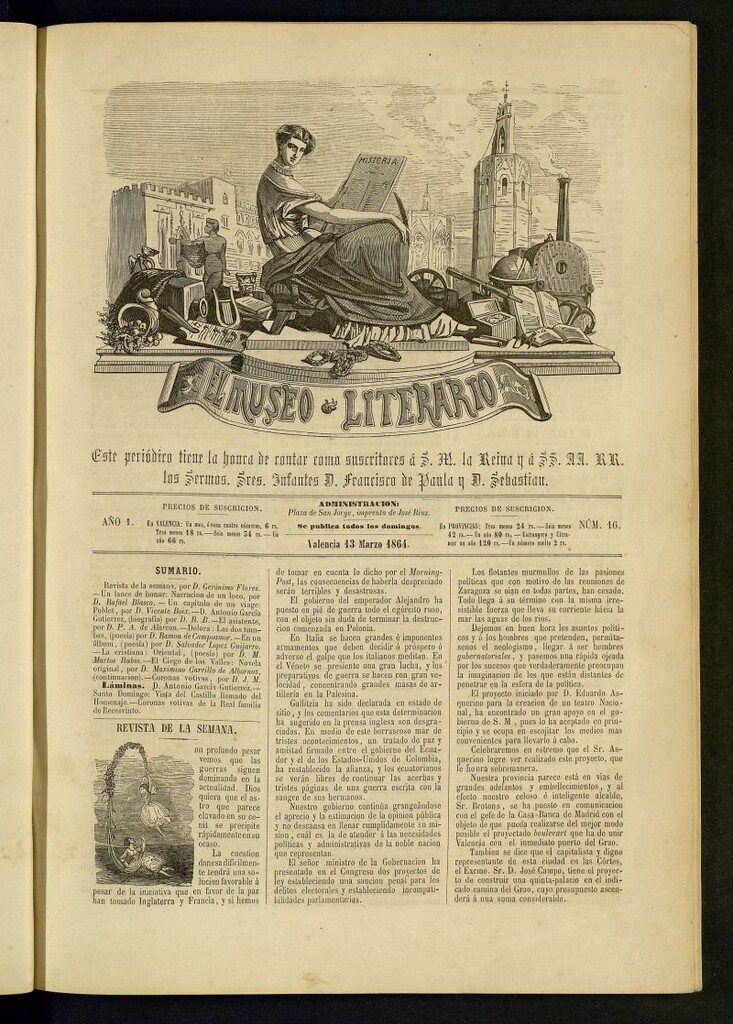Miniatura de El Museo Literario : periódico semanal de ciencias, literatura, artes, industria y conocimientos útiles del 13 de marzo de 1864, nº 16