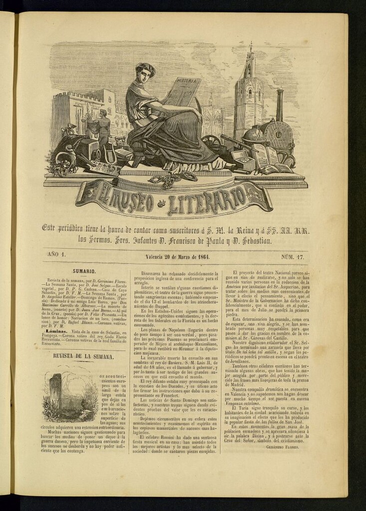 Miniatura de El Museo Literario : periódico semanal de ciencias, literatura, artes, industria y conocimientos útiles del 20 de marzo de 1864, nº 17