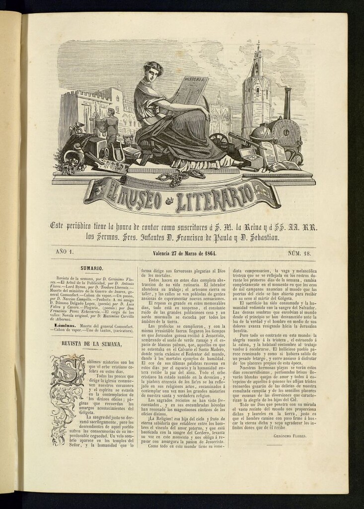 Miniatura de El Museo Literario : periódico semanal de ciencias, literatura, artes, industria y conocimientos útiles del 27 de marzo de 1864, nº 18