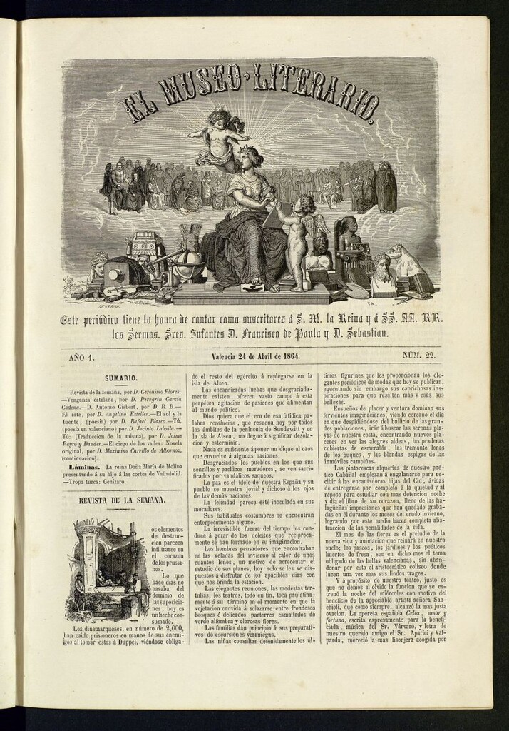 Miniatura de El Museo Literario : periódico semanal de ciencias, literatura, artes, industria y conocimientos útiles del 24 de abril de 1864, nº 22