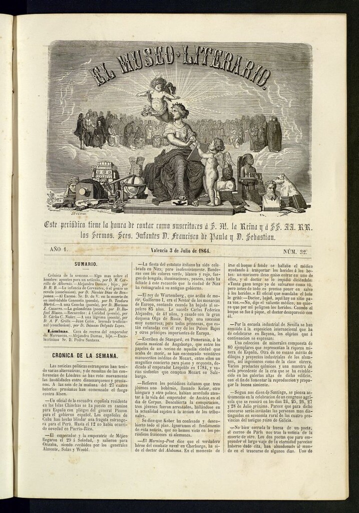 Miniatura de El Museo Literario : periódico semanal de ciencias, literatura, artes, industria y conocimientos útiles del 3 de julio de 1864, nº 32