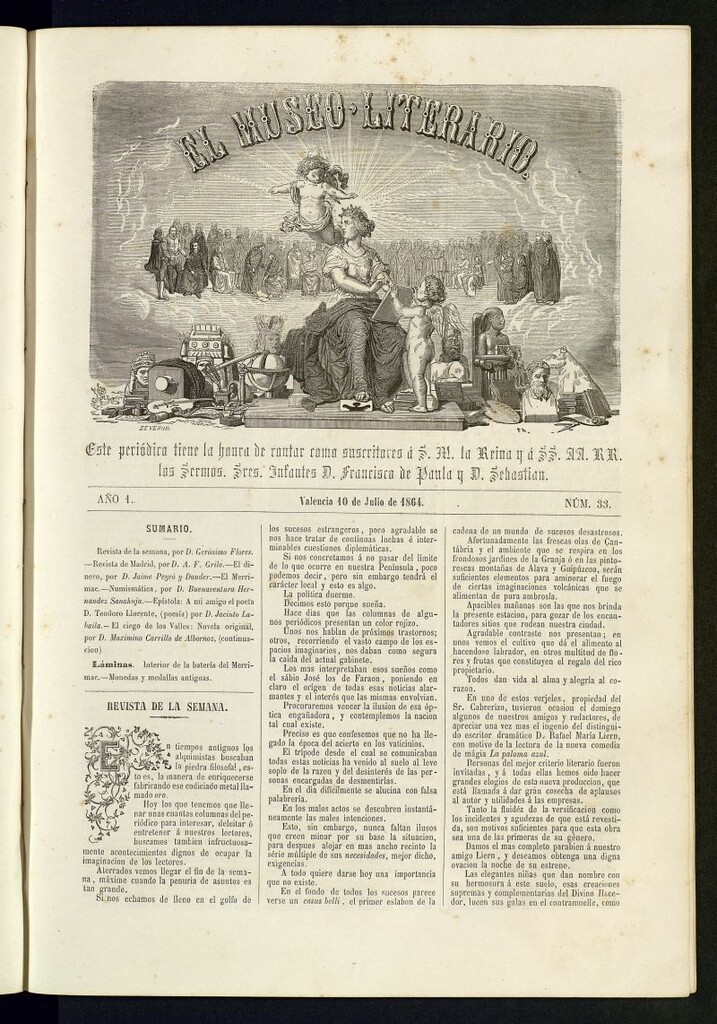 Miniatura de El Museo Literario : periódico semanal de ciencias, literatura, artes, industria y conocimientos útiles del 10 de julio de 1864, nº 33