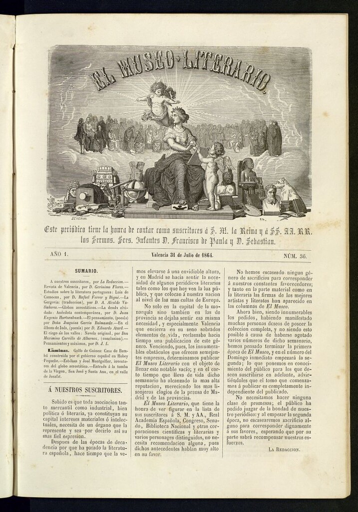 Miniatura de El Museo Literario : periódico semanal de ciencias, literatura, artes, industria y conocimientos útiles del 31 de julio de 1864, nº 36