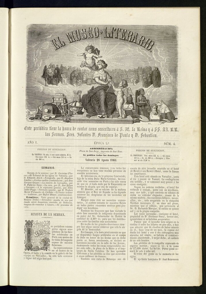 Miniatura de El Museo Literario : periódico semanal de ciencias, literatura, artes, industria y conocimientos útiles del 28 de agosto de 1864, nº 4
