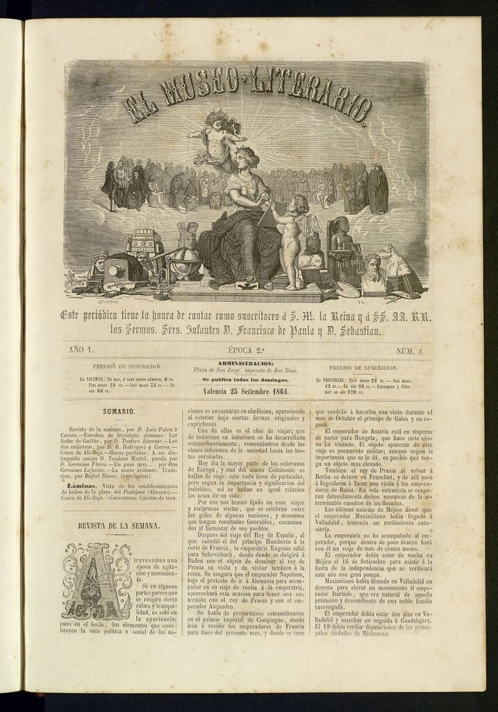 Miniatura de El Museo Literario : periódico semanal de ciencias, literatura, artes, industria y conocimientos útiles del 25 de septiembre de 1864, nº 8