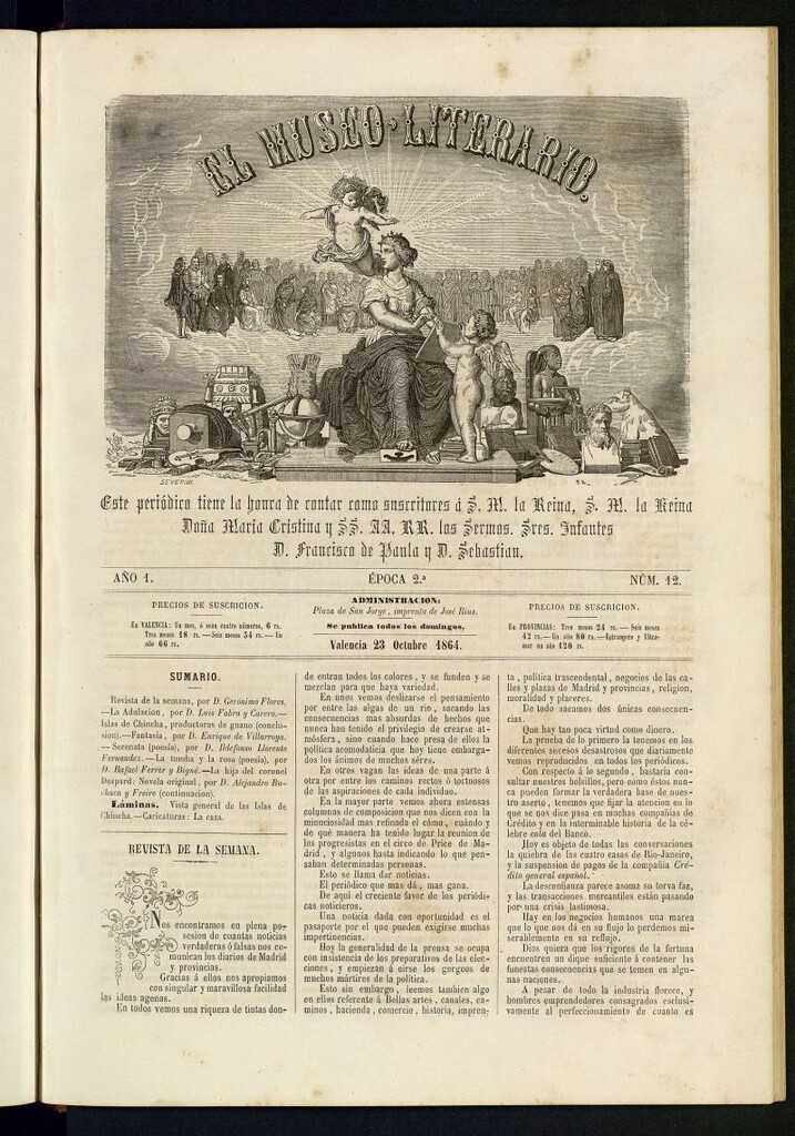 Miniatura de El Museo Literario : periódico semanal de ciencias, literatura, artes, industria y conocimientos útiles del 23 de octubre de 1864, nº 12