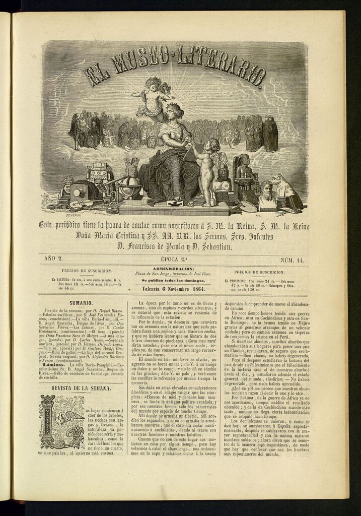 Miniatura de El Museo Literario : periódico semanal de ciencias, literatura, artes, industria y conocimientos útiles del 6 de noviembre de 1864, nº 14