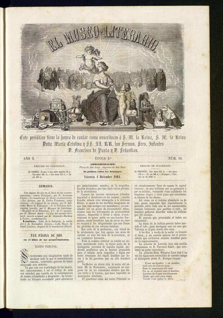 Miniatura de El Museo Literario : periódico semanal de ciencias, literatura, artes, industria y conocimientos útiles del 4 de diciembre de 1864, nº 18