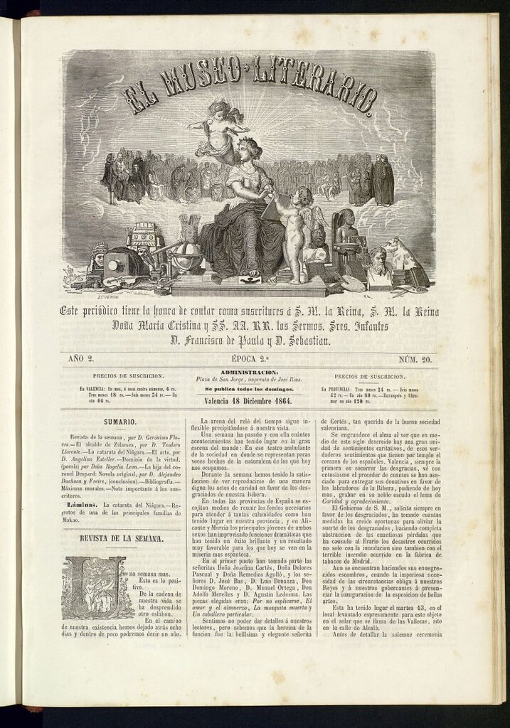 Miniatura de El Museo Literario : periódico semanal de ciencias, literatura, artes, industria y conocimientos útiles del 18 de diciembre de 1864, nº 20