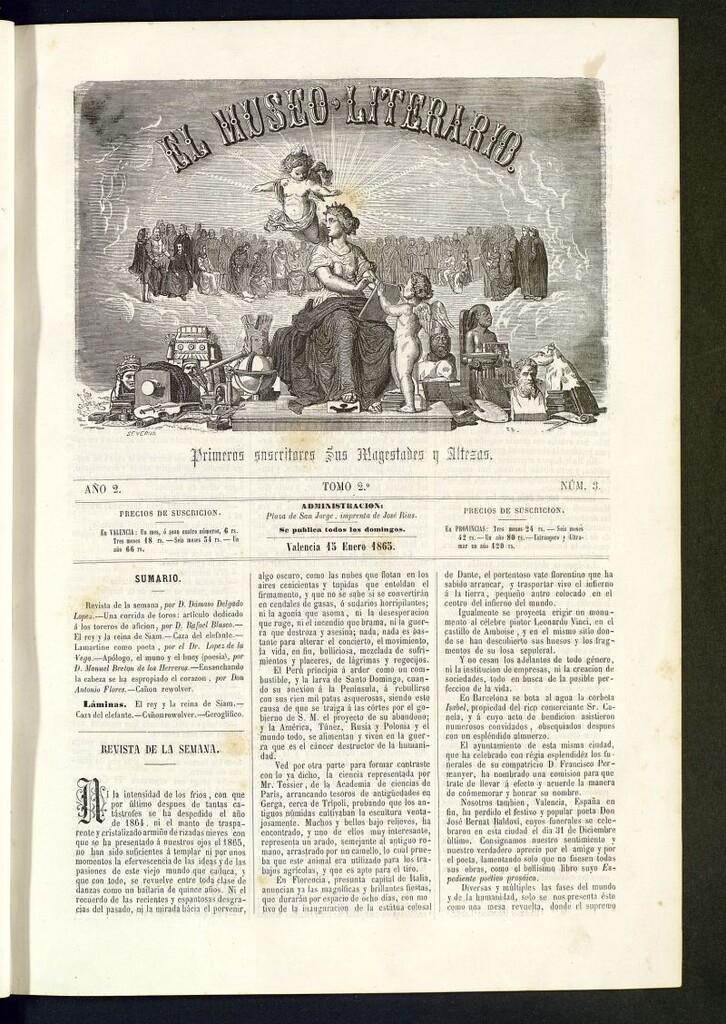 Miniatura de El Museo Literario : periódico semanal de ciencias, literatura, artes, industria y conocimientos útiles del 15 de enero de 1865, nº 3
