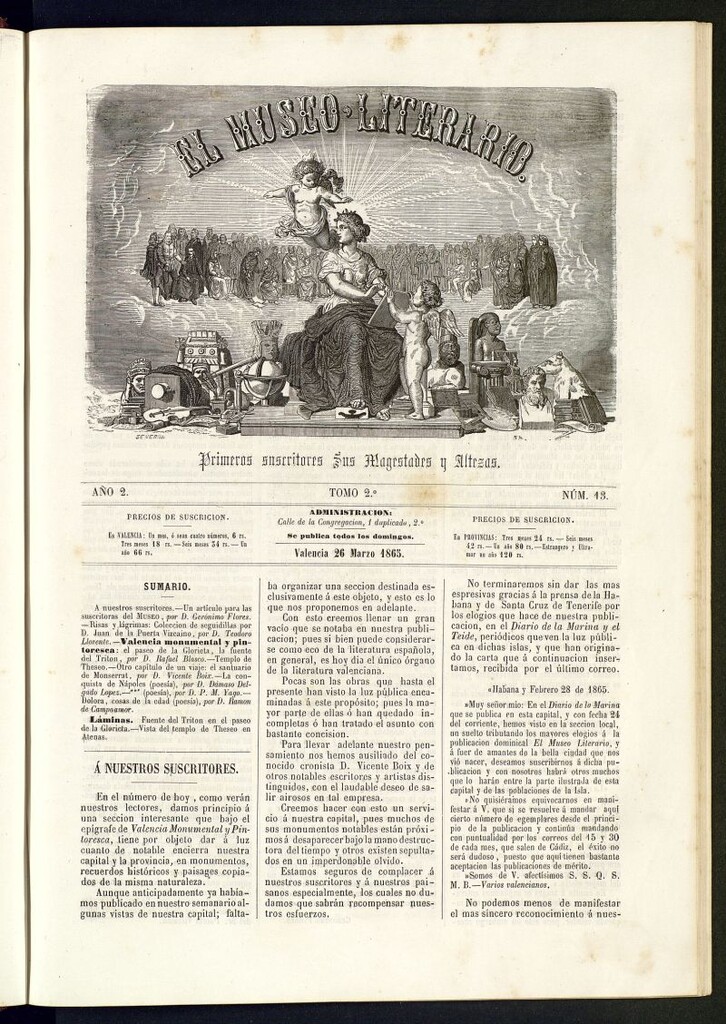 Miniatura de El Museo Literario : periódico semanal de ciencias, literatura, artes, industria y conocimientos útiles del 26 de marzo de 1865, nº 13