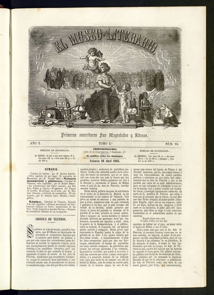 Miniatura de El Museo Literario : periódico semanal de ciencias, literatura, artes, industria y conocimientos útiles del 16 de abril de 1865, nº 16