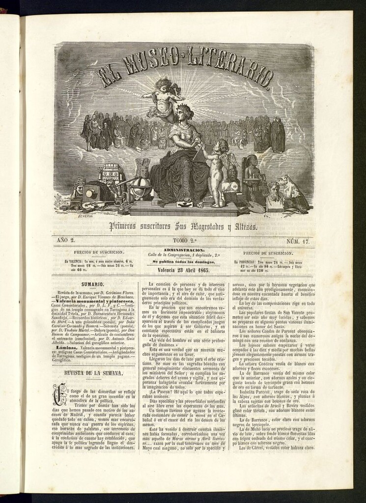 Miniatura de El Museo Literario : periódico semanal de ciencias, literatura, artes, industria y conocimientos útiles del 23 de abril de 1865, nº 17