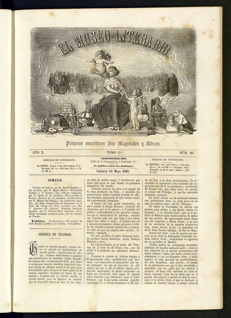 Miniatura de El Museo Literario : periódico semanal de ciencias, literatura, artes, industria y conocimientos útiles del 14 de mayo de 1865, nº 20
