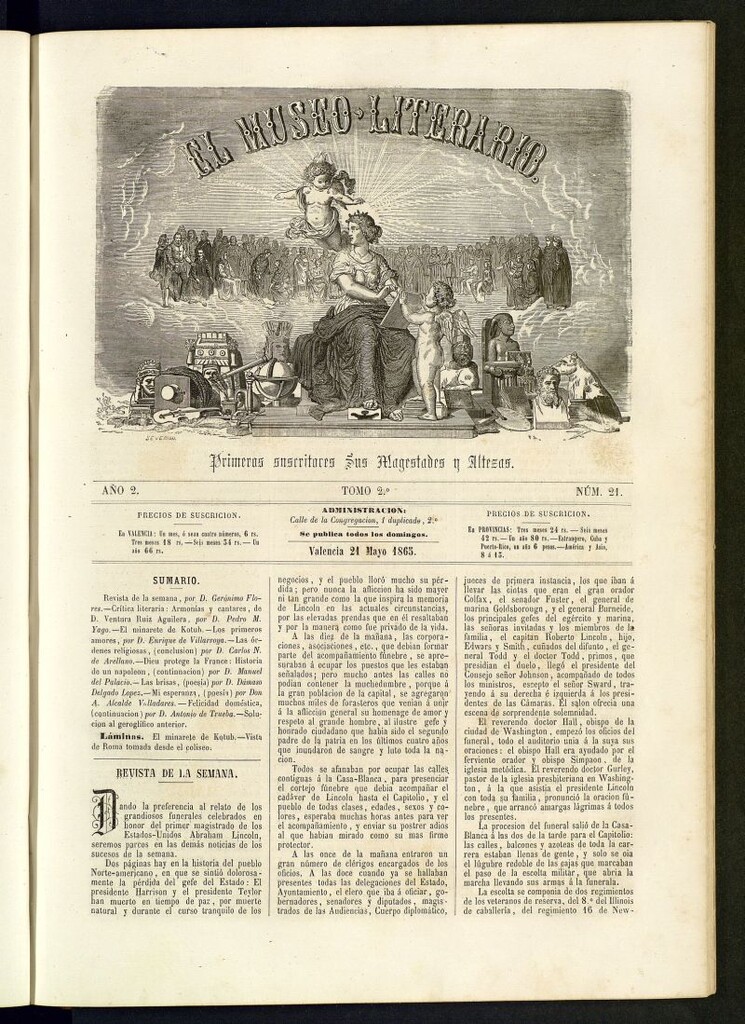 Miniatura de El Museo Literario : periódico semanal de ciencias, literatura, artes, industria y conocimientos útiles del 21 de mayo de 1865, nº 21