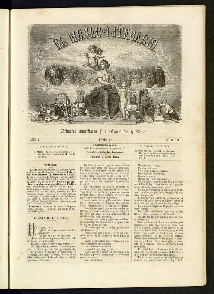 Miniatura de El Museo Literario : periódico semanal de ciencias, literatura, artes, industria y conocimientos útiles del 4 de junio de 1865, nº 23