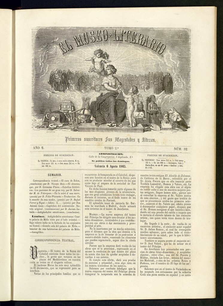 Miniatura de El Museo Literario : periódico semanal de ciencias, literatura, artes, industria y conocimientos útiles del 6 de agosto de 1865, nº 32