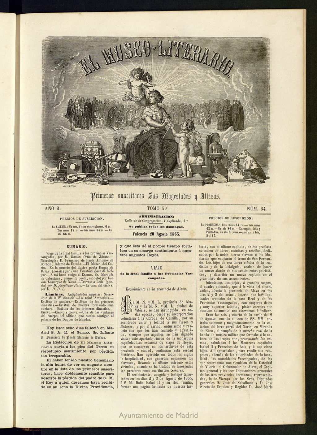 Miniatura de El Museo Literario : periódico semanal de ciencias, literatura, artes, industria y conocimientos útiles del 20 de agosto de 1865, nº 34