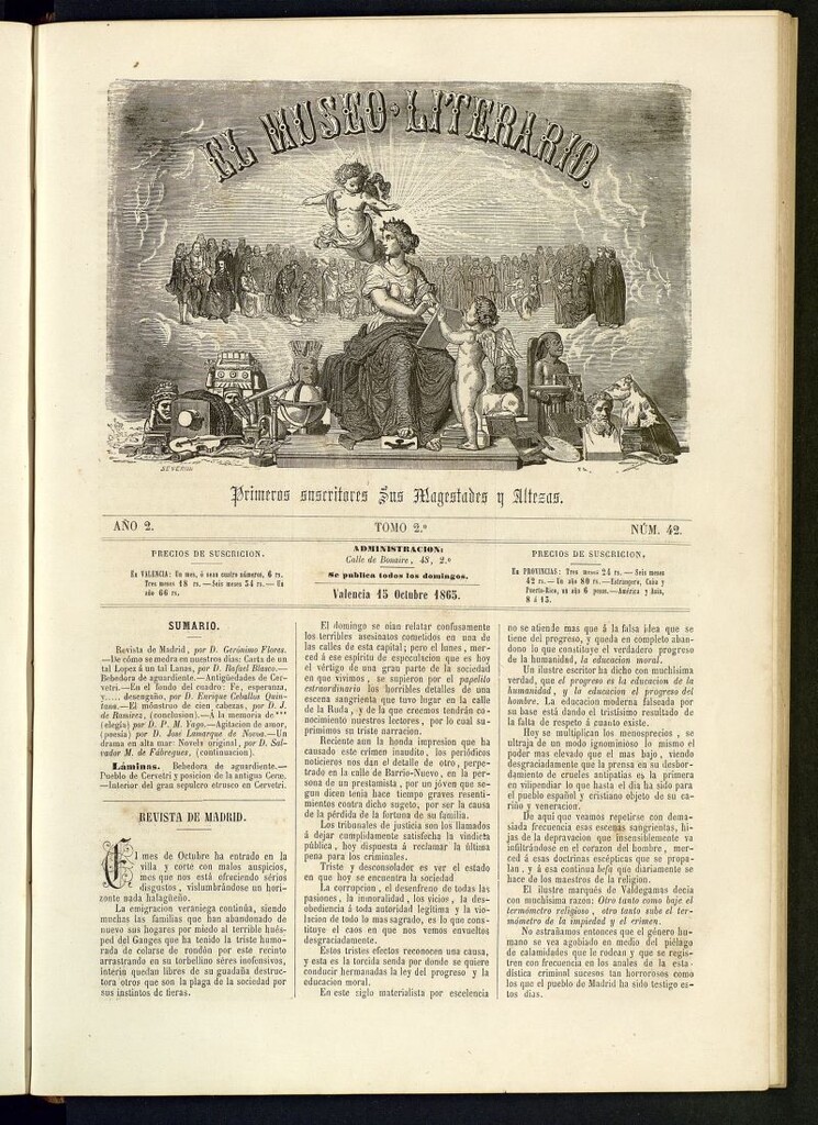 Miniatura de El Museo Literario : periódico semanal de ciencias, literatura, artes, industria y conocimientos útiles del 15 de octubre de 1865, nº 42