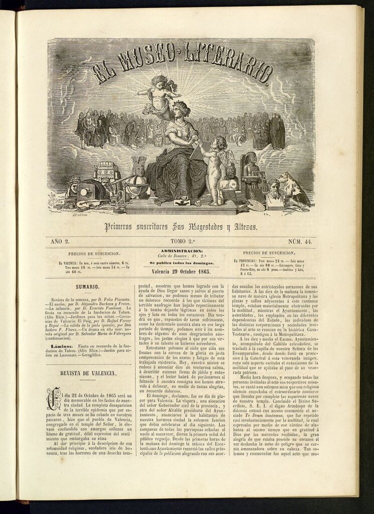 Miniatura de El Museo Literario : periódico semanal de ciencias, literatura, artes, industria y conocimientos útiles del 29 de octubre de 1865, nº 44