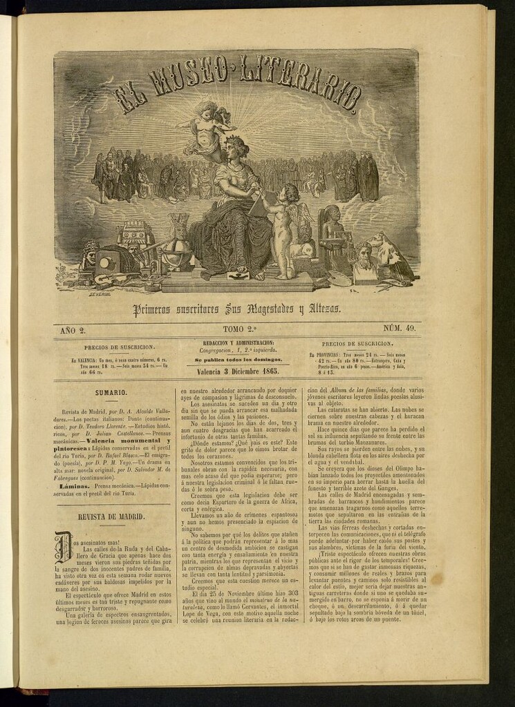 Miniatura de El Museo Literario : periódico semanal de ciencias, literatura, artes, industria y conocimientos útiles del 3 de diciembre de 1865, nº 49