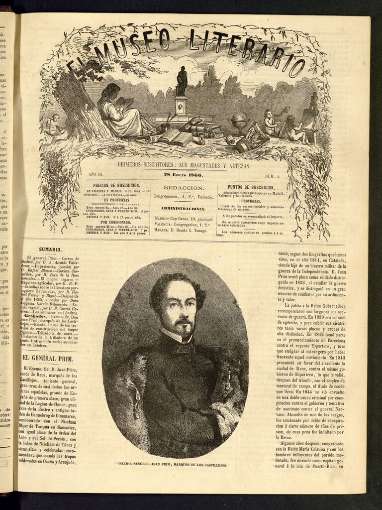 Miniatura de El Museo Literario : periódico semanal de ciencias, literatura, artes, industria y conocimientos útiles del 28 de enero de 1866, nº 4