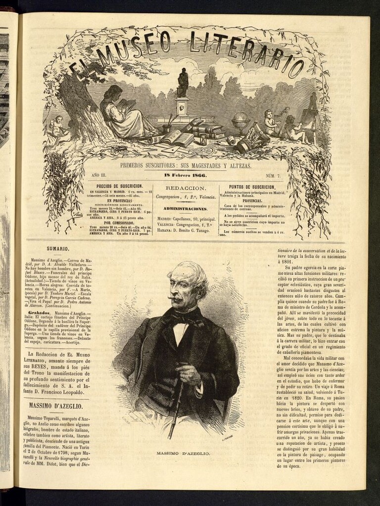 Miniatura de El Museo Literario : periódico semanal de ciencias, literatura, artes, industria y conocimientos útiles del 18 de febrero de 1866, nº 7