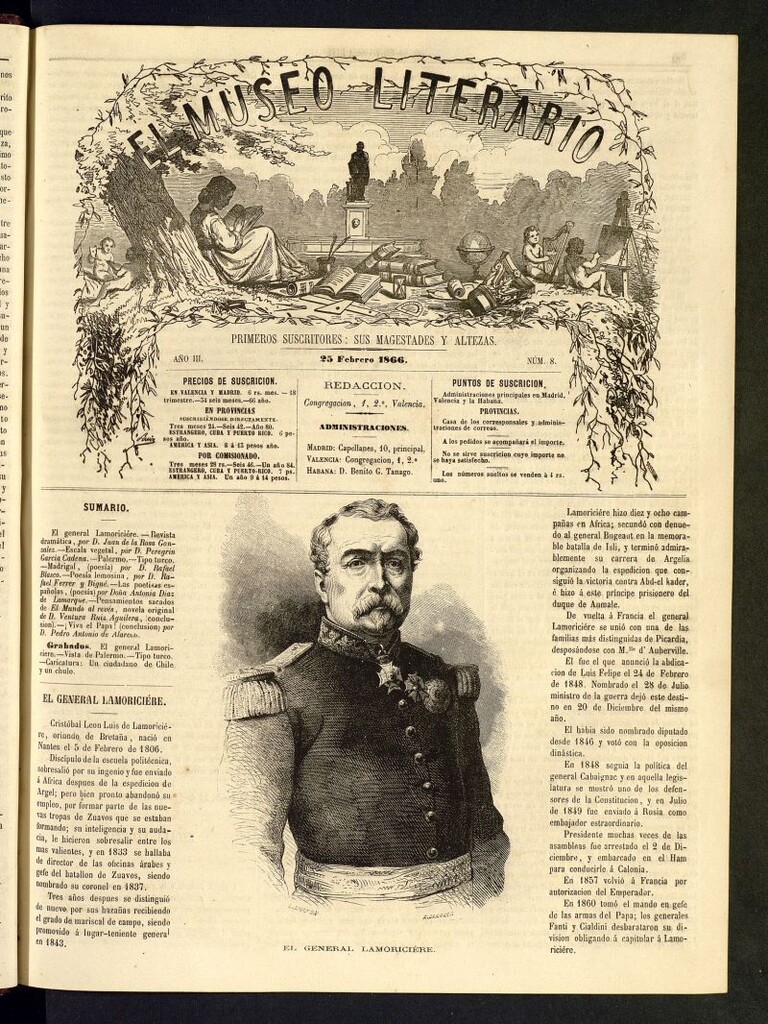 Miniatura de El Museo Literario : periódico semanal de ciencias, literatura, artes, industria y conocimientos útiles del 25 de febrero de 1866, nº 8