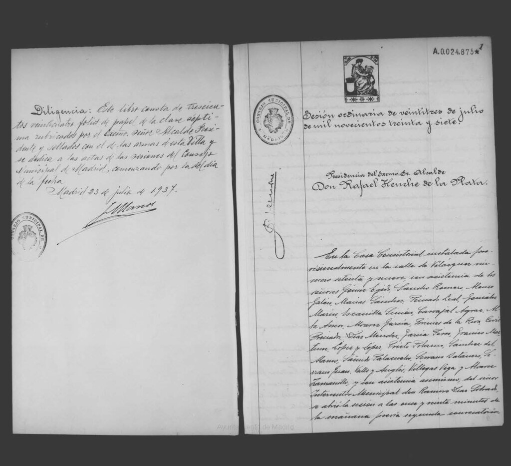 Miniatura de Actas de acuerdos del Ayuntamiento. Tomo 737 del año 1937 (23 julio a 24 septiembre)