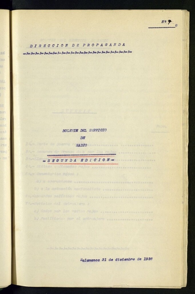 Miniatura de Boletín del Servicio de Radio del 21 de diciembre de 1936, nº 9